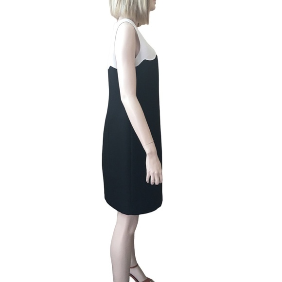 Tahari A. Levine Dress Sleeveless Boat Neck Scalloped Yoke Colour Block Shift - Picture 8 of 15